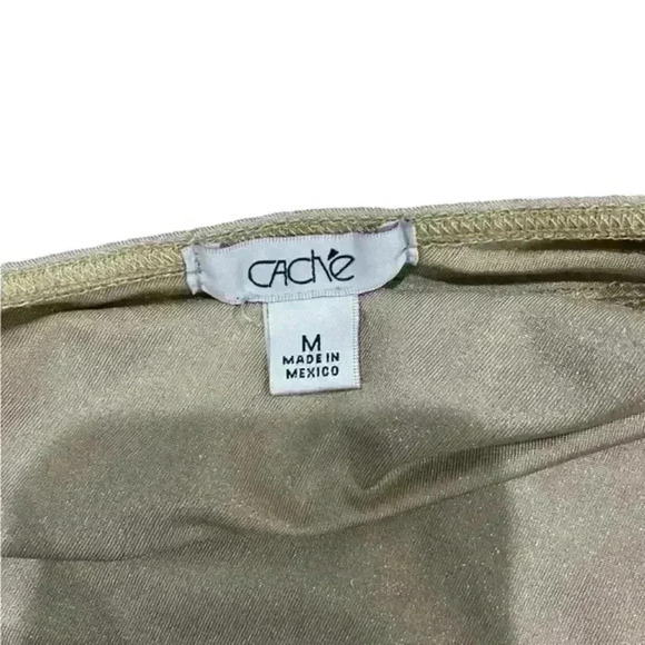 Cache Gold Cream Metallic One Shoulder Cold Shoulder Party Holiday Blouse Size M - Picture 2 of 9